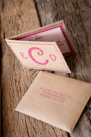 pink and burlap wedding invitations